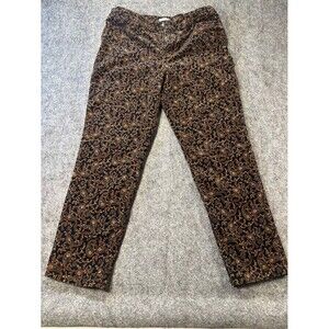 Croft & Barrow WMNS Paisley Black Corduroy Pants 16, Stretch Retro Boho Classic